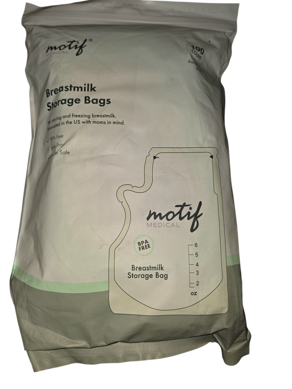 Motif Medical Breast Milk Storage Bags 8oz Single Use 100 count